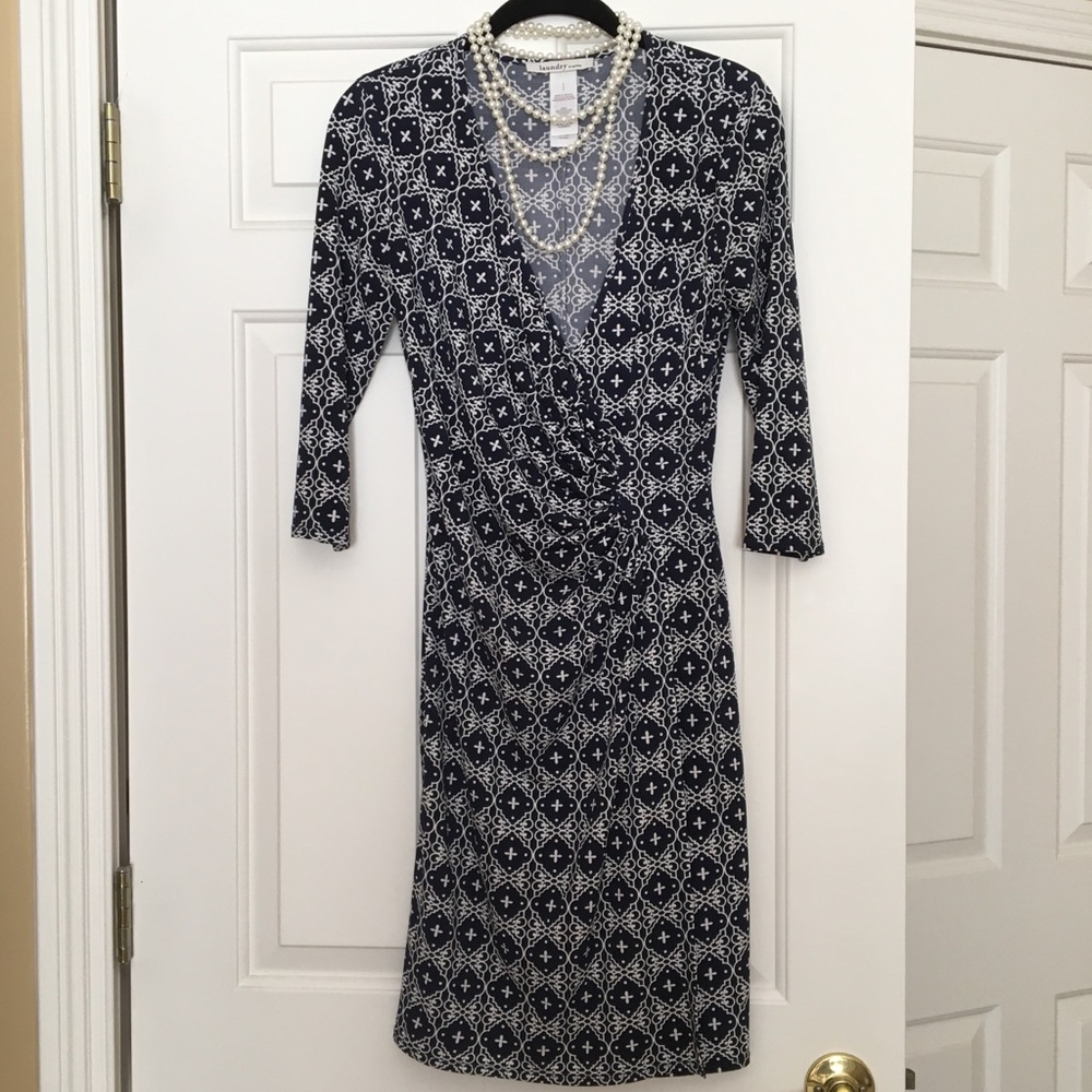 Laundry navy faux wrap dress size 2